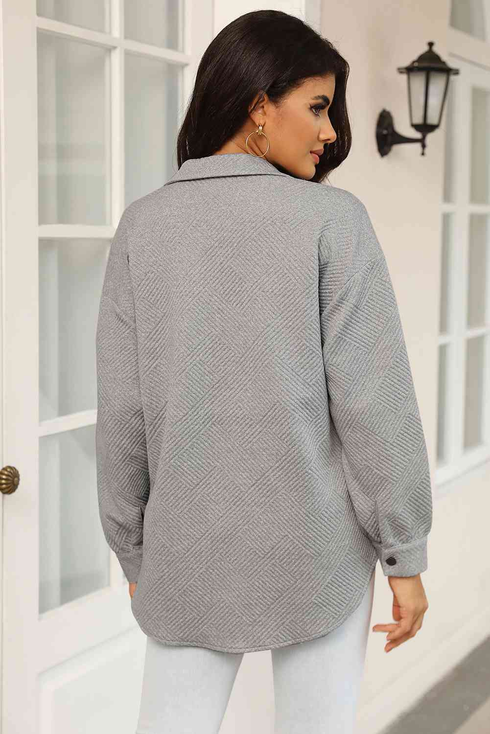 Snap Down Collared Jacket - Trendsi - Flyclothing LLC