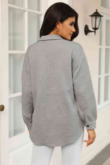 Snap Down Collared Jacket - Trendsi - Flyclothing LLC