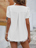 Ruche V-Neck Petal Sleeve Top - Trendsi - Flyclothing LLC