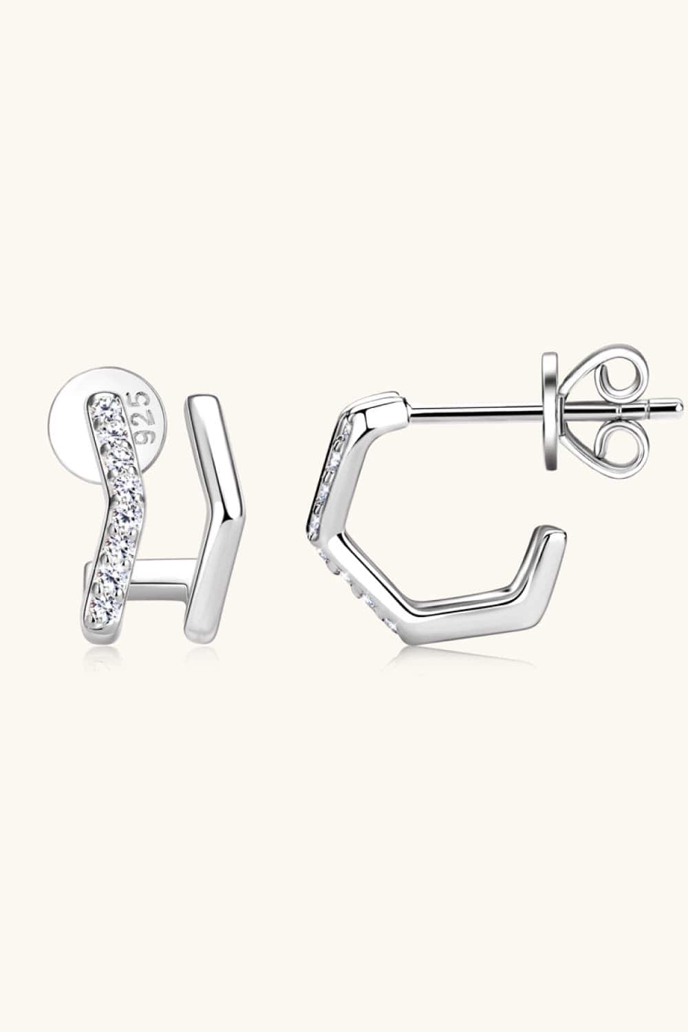 Moissanite 925 Sterling Silver Double-Layered Earrings - Trendsi - Flyclothing LLC
