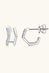 Moissanite 925 Sterling Silver Double-Layered Earrings - Trendsi - Flyclothing LLC