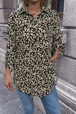 Leopard Roll-Tap Sleeve Shirt - Trendsi - Flyclothing LLC