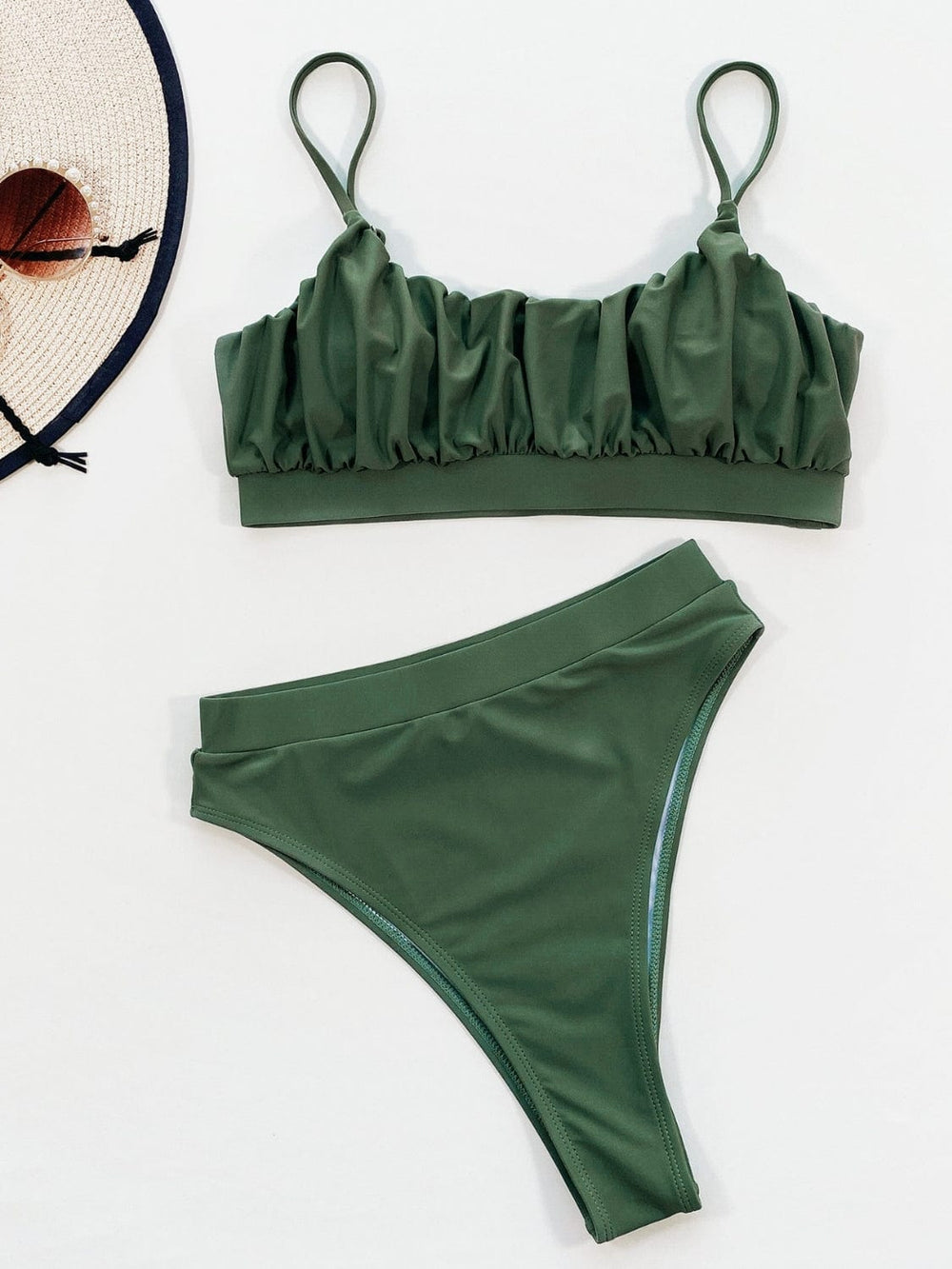 Adjustable Strap Ruched Two-Piece Swim Set - Trendsi