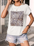 Leopard Graphic Round Neck Tee - Trendsi - Flyclothing LLC