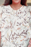 Plus Size Floral Fuff Sleeve Top - Trendsi