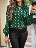 Mock Neck Cutout Lantern Sleeve Blouse - Trendsi - Flyclothing LLC