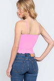 ACTIVE BASIC V-Neck Lace Detail Ribbed Seamless Cami - Trendsi - Flyclothing LLC