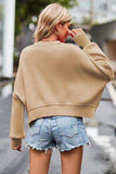Round Neck Drop Shoulder Long Sleeve Sweater - Trendsi - Flyclothing LLC