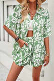 Printed Button Up Shirt and Shorts Set - Trendsi - Flyclothing LLC