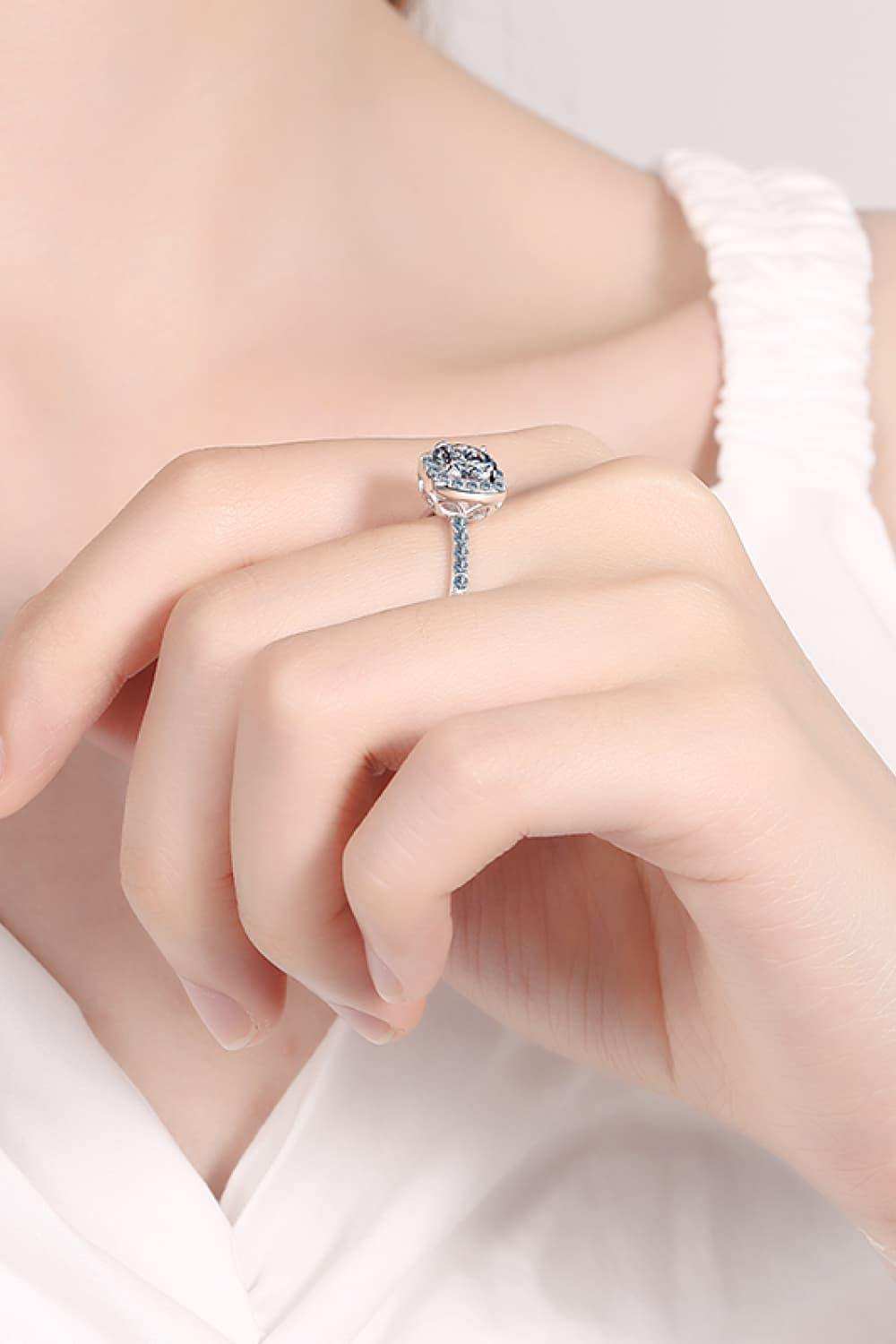 2 Carat Moissanite Square Halo Ring - Trendsi - Flyclothing LLC