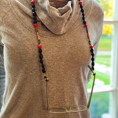 Face Mask/Eyeglass Paper Bead Chain, Black and Red - Creative Alternatives
