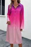 Gradient Long Sleeve Shirt Dress - Trendsi
