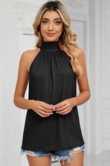 Tied Grecian Neck Tank - Trendsi - Flyclothing LLC