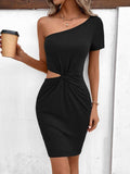 Cutout Twisted One-Shoulder Mini Dress - Trendsi - Flyclothing LLC