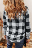 Plaid Drawstring Long Sleeve Hoodie - Trendsi - Flyclothing LLC