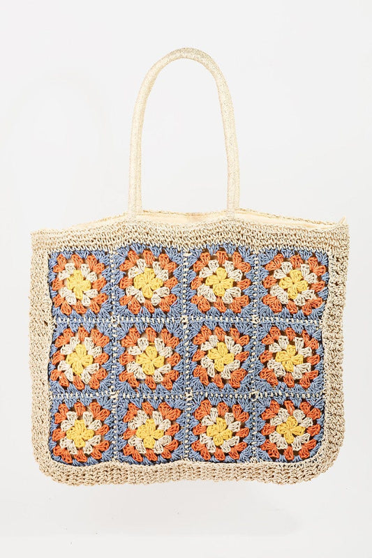 Fame Flower Braided Tote Bag - Trendsi