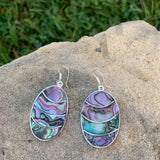 Banded Abalone Oval Earrings - Artisana - Flyclothing LLC