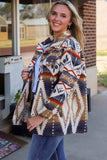 Printed Button Down Collared Jacket - Trendsi - Flyclothing LLC