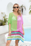 Contrast Scoop Neck Openwork Half Sleeve Cover Up - Trendsi - Flyclothing LLC