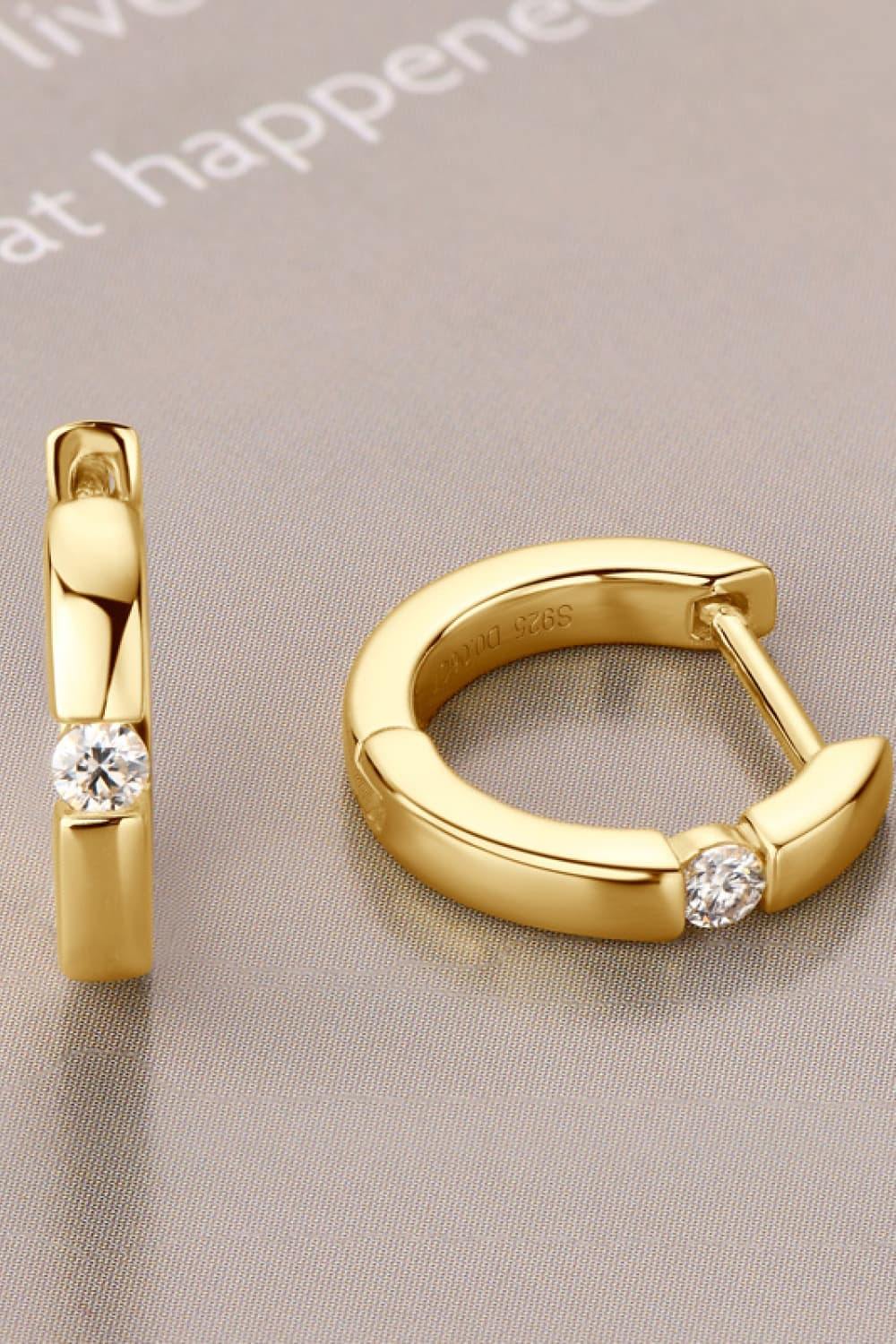 Moissanite 925 Sterling Silver Huggie Earrings - Trendsi