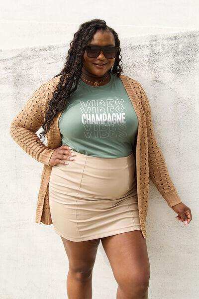 Simply Love Full Size CHAMPAGNE VIBES Round Neck T-Shirt - Trendsi - Flyclothing LLC