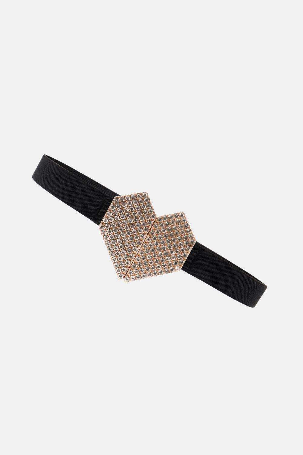 Rhinestone Heart Buckle Elastic Belt - Trendsi - Flyclothing LLC
