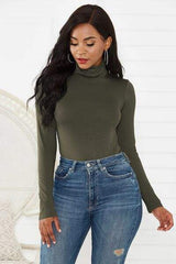 Turtleneck Long Sleeve Bodysuit - Trendsi - Flyclothing LLC