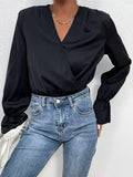 Surplice Neck Flounce Sleeve Bodysuit - Trendsi