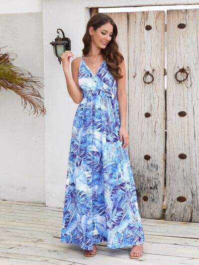 Printed Surplice Spaghetti Strap Dress - Trendsi - Flyclothing LLC