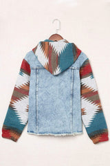 Drawstring Hooded Pocketed Denim Jacket - Trendsi - Flyclothing LLC