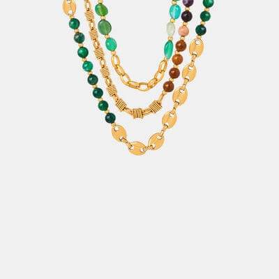 Beaded Titanium Steel Necklace - Trendsi - Flyclothing LLC