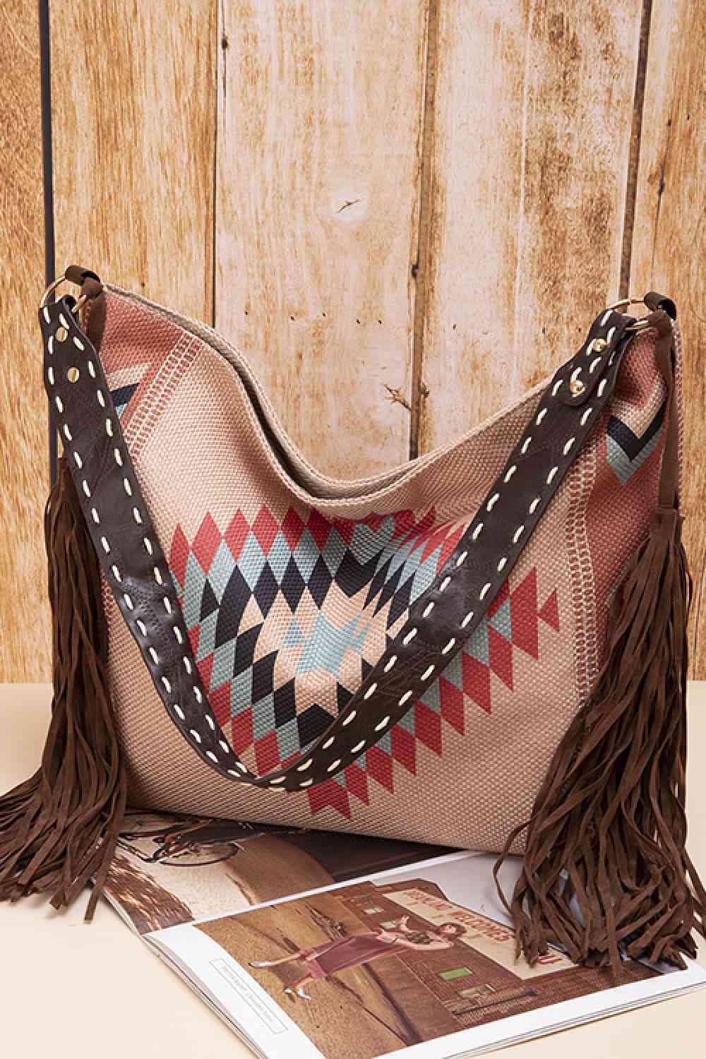 Geometric Canvas Tote Bag - Trendsi