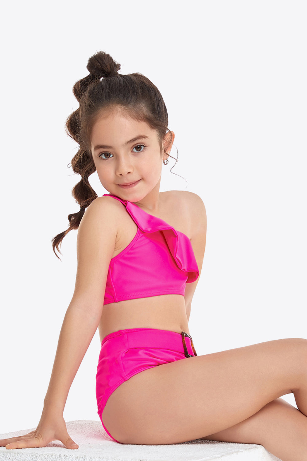 Girls Kids Summer Swimwear Ruffle Cropped Tops Cami Plaid Briefs Bikini Set  Beach Swimsuit