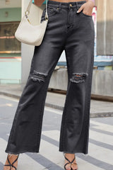 Distressed Buttoned Loose Fit Jeans - Trendsi - Flyclothing LLC