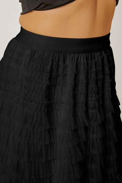 Ruched High Waist Tiered Skirt - Trendsi - Flyclothing LLC