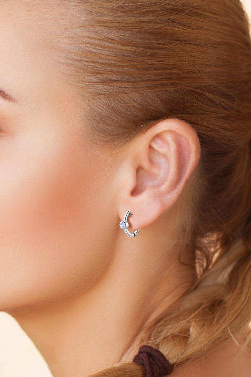 18k Gold-Plated Inlaid Moissanite Huggie Earrings - Trendsi - Flyclothing LLC