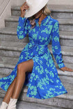 Printed Button Up Tie Waist Dress - Trendsi - Flyclothing LLC