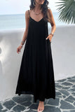 Backless Maxi Cami Dress with Pockets - Trendsi