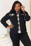 Double Take Plaid Collared Dropped Shoulder Jacket - Trendsi