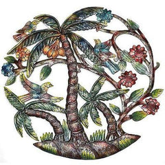 Colorful Palm Trees Hand Painted Metal Wall Art - Croix des Bouquets - Croix des Bouquets