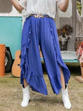 Plus Size Swiss Dot Ruffled Wide Leg Pants - Trendsi - Flyclothing LLC