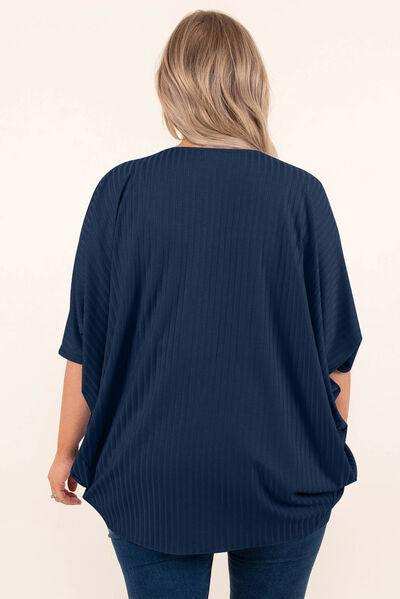 Plus Size Ribbed Cocoon Cover Up - Trendsi - Flyclothing LLC