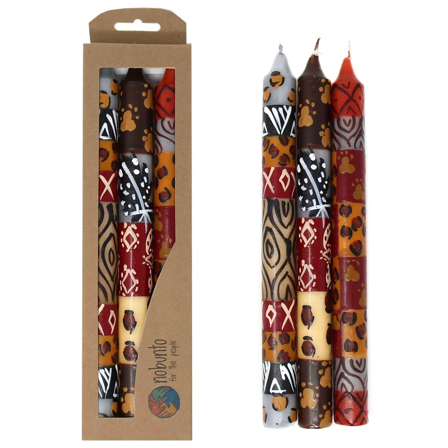 Set of Three Boxed Tall Hand-Painted Candles - Uzima Design - Nobunto - Nobunto - Flyclothing LLC