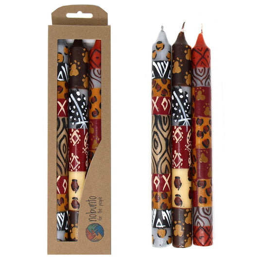 Set of Three Boxed Tall Hand-Painted Candles - Uzima Design - Nobunto - Flyclothing LLC