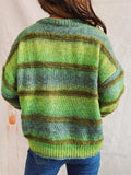 Striped Round Neck Long Sleeve Sweater - Trendsi - Flyclothing LLC