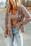 Plaid Long Sleeve Hooded Jacket - Trendsi - Flyclothing LLC