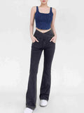 Wide Waistband Bootcut Jeans with Pockets - Trendsi - Flyclothing LLC