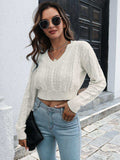 Cable-Knit Cropped Sweater - Trendsi - Flyclothing LLC