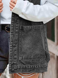 Button Up Sleeveless Denim Jacket with Pockets - Trendsi - Flyclothing LLC
