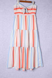 Striped Strapless Sweetheart Neck Dress - Trendsi - Flyclothing LLC
